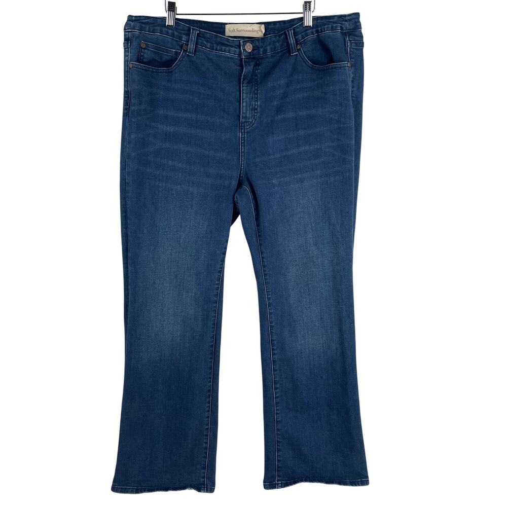 Soft Surroundings Womens Bootcut Jeans 18W Dark Wash Stretch Denim Mid Rise